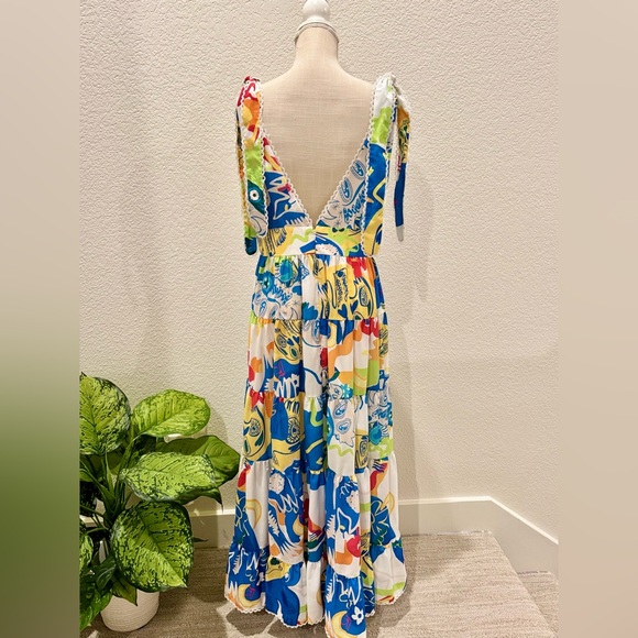 CHELSEA & VIOLET Cecily Printed Empire Waist V-Neckline Sleeveless Maxi Dress. - Picture 7 of 10